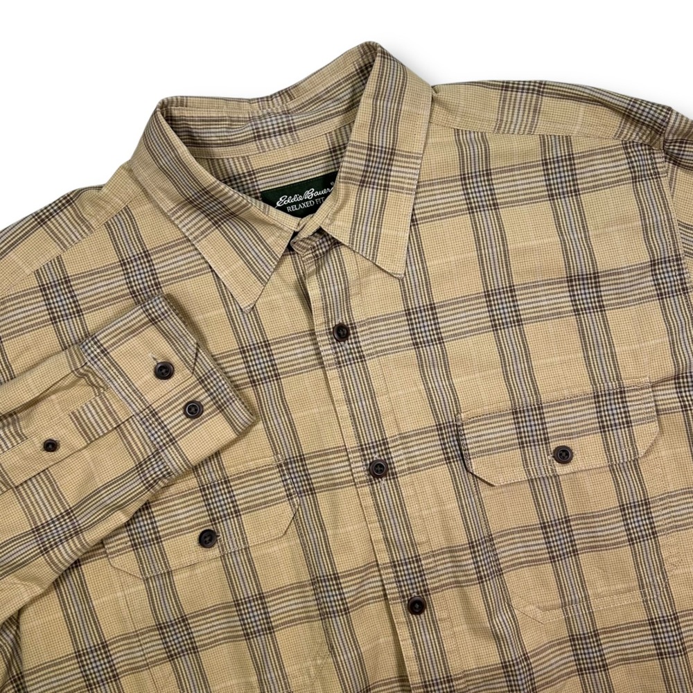 Eddie Bauer Relaxed Fit Plaid Casual‎ Shirt Button Up Long Sleeve Mens Large
